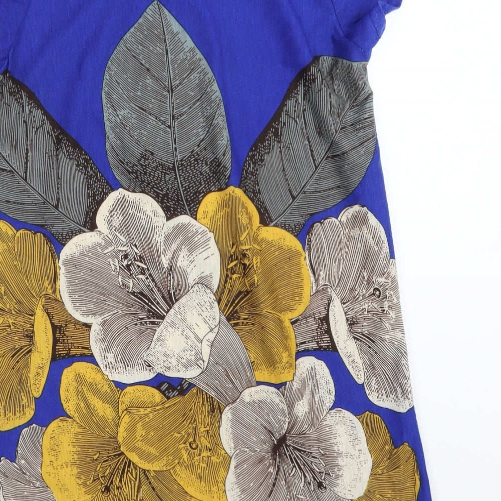 Angel Eye Womens Blue Floral Basic Blouse Size M - longline