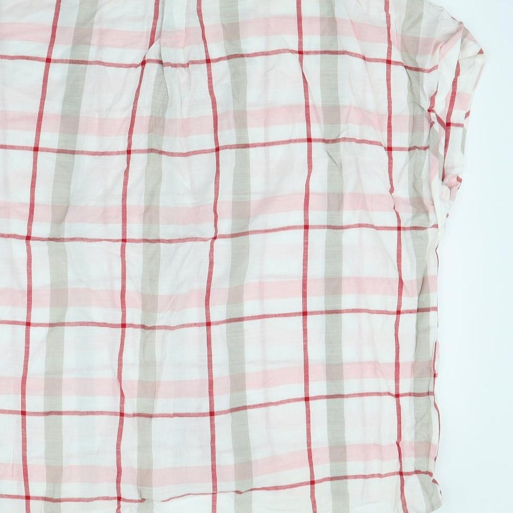 Brand and care label for Primark women’s white check basic button-up, size UK 14