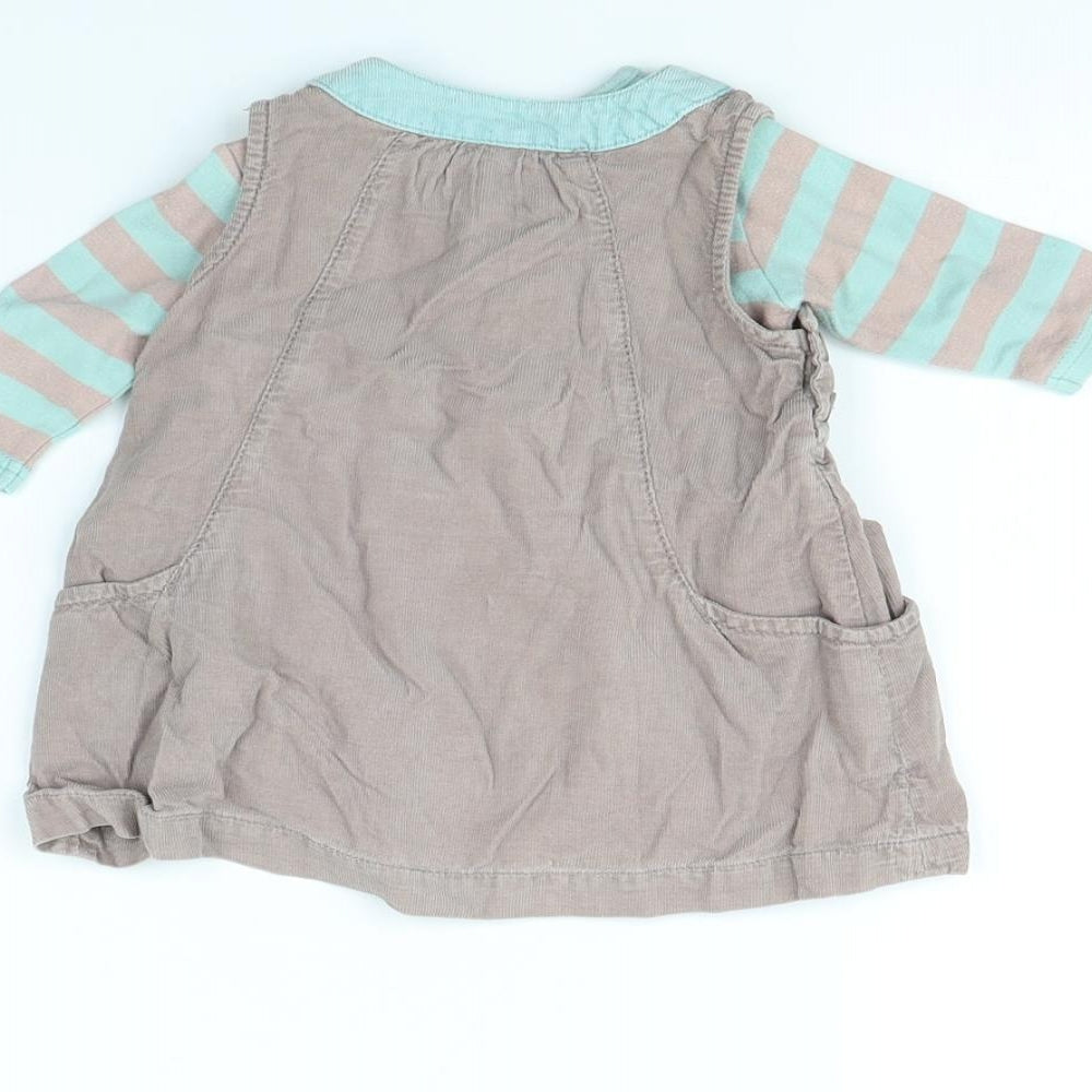 NEXT Girls Grey Pinafore/Dungaree Dress Size 0-3 Months
