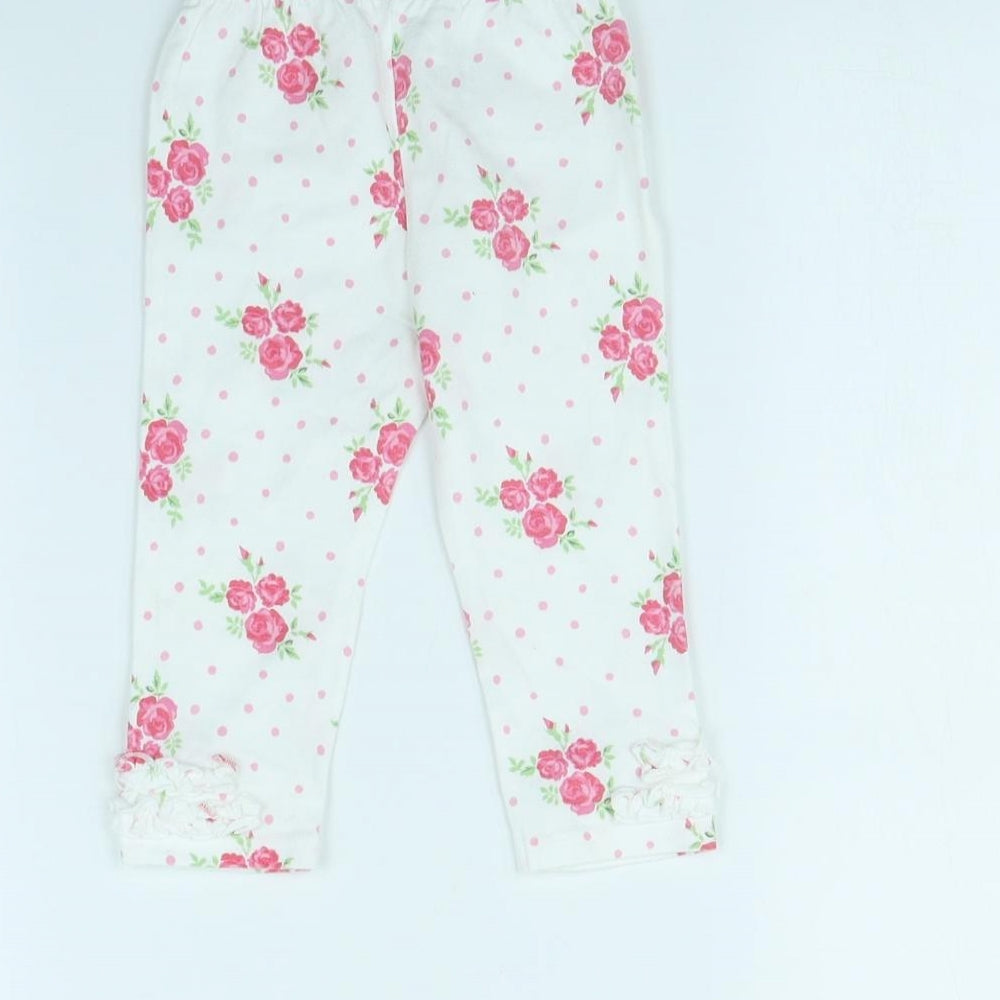 George Girls White Floral Capri Trousers Size 9 Months