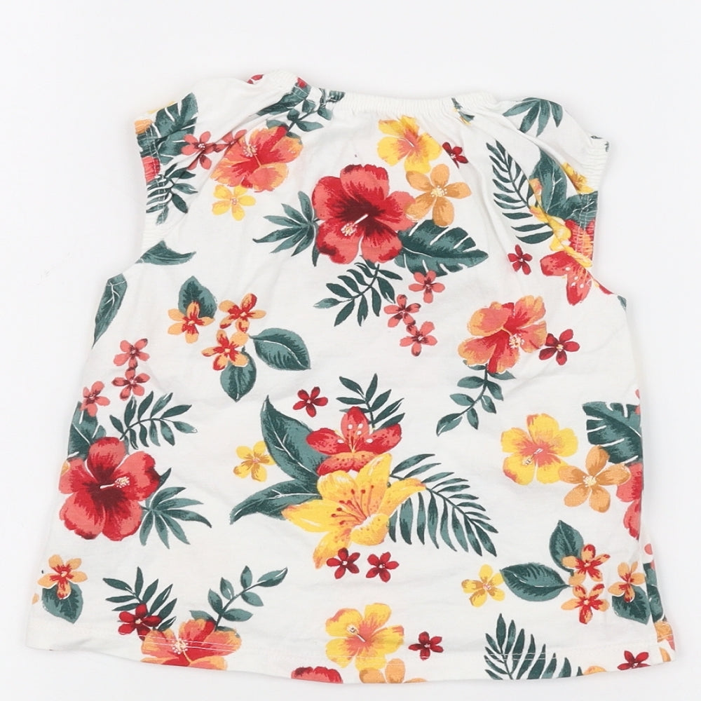 Nutmeg Baby White Floral Basic T-Shirt Size 12-18 Months