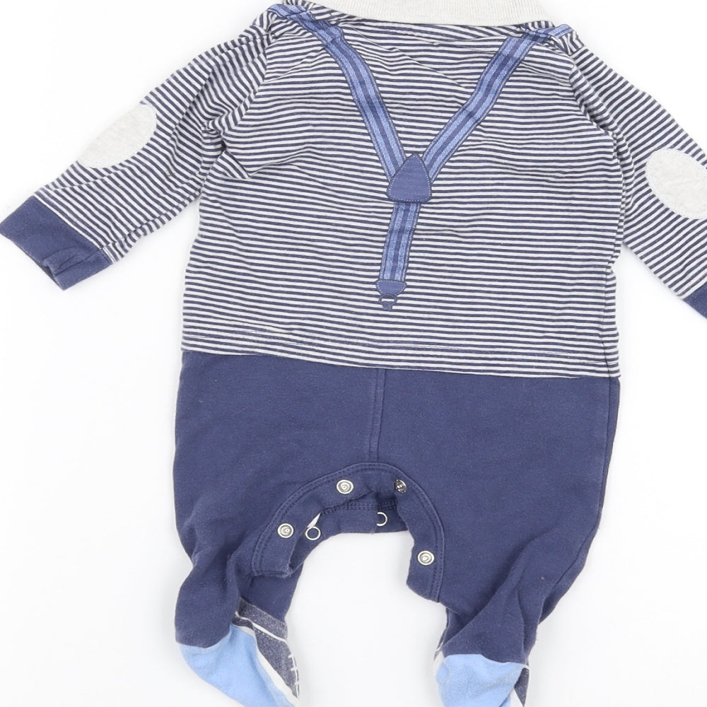 Next Baby Blue Striped Coverall One-Piece Size 0-3 Months
