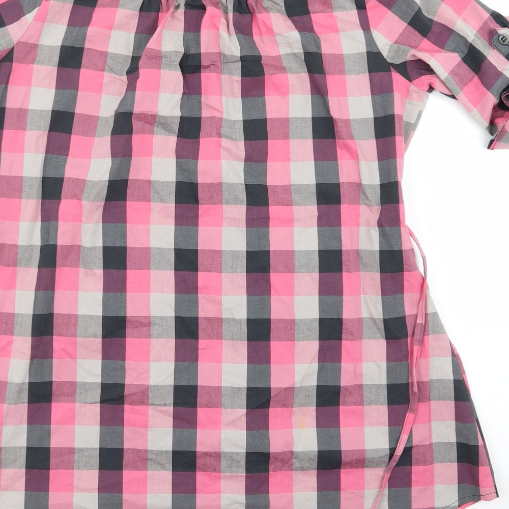 Preworn Womens Pink Check Basic Button-Up Size 8