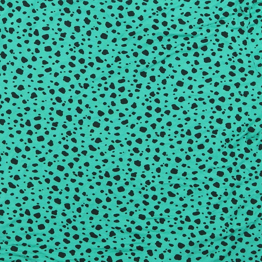 Preworn Womens Green Animal Print Basic T-Shirt Size 12