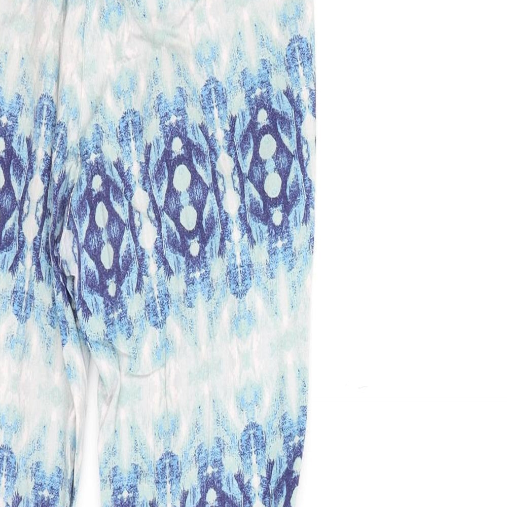 H&M Womens Blue Trousers Size 6 L24 in - Tie Dye Effect