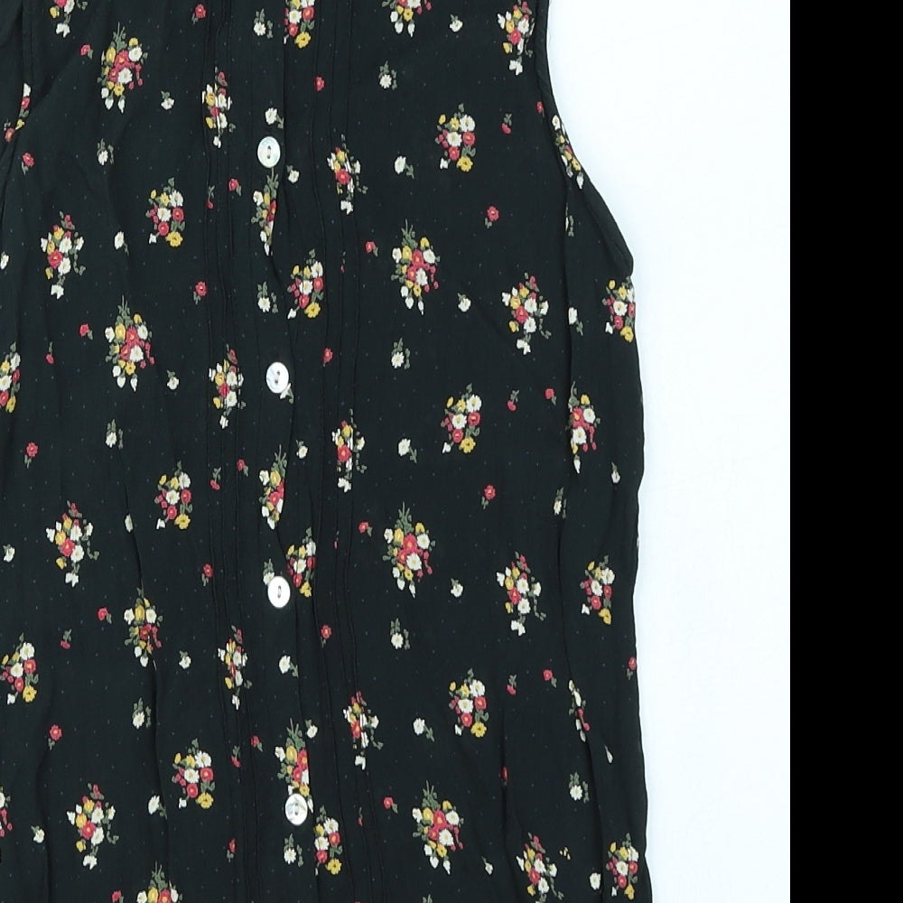 New Look Womens Black Floral Basic Blouse Size 8