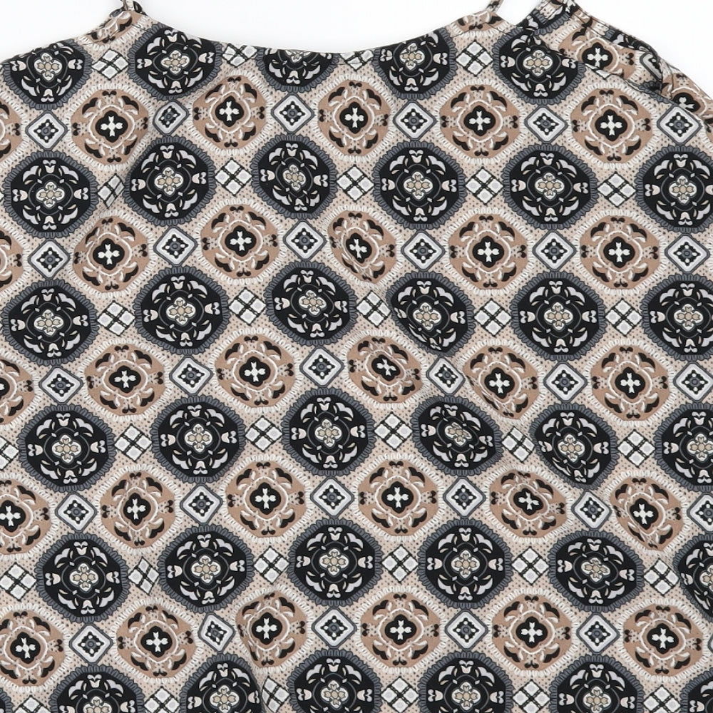 New Look Womens Beige Geometric Camisole Blouse Size 8