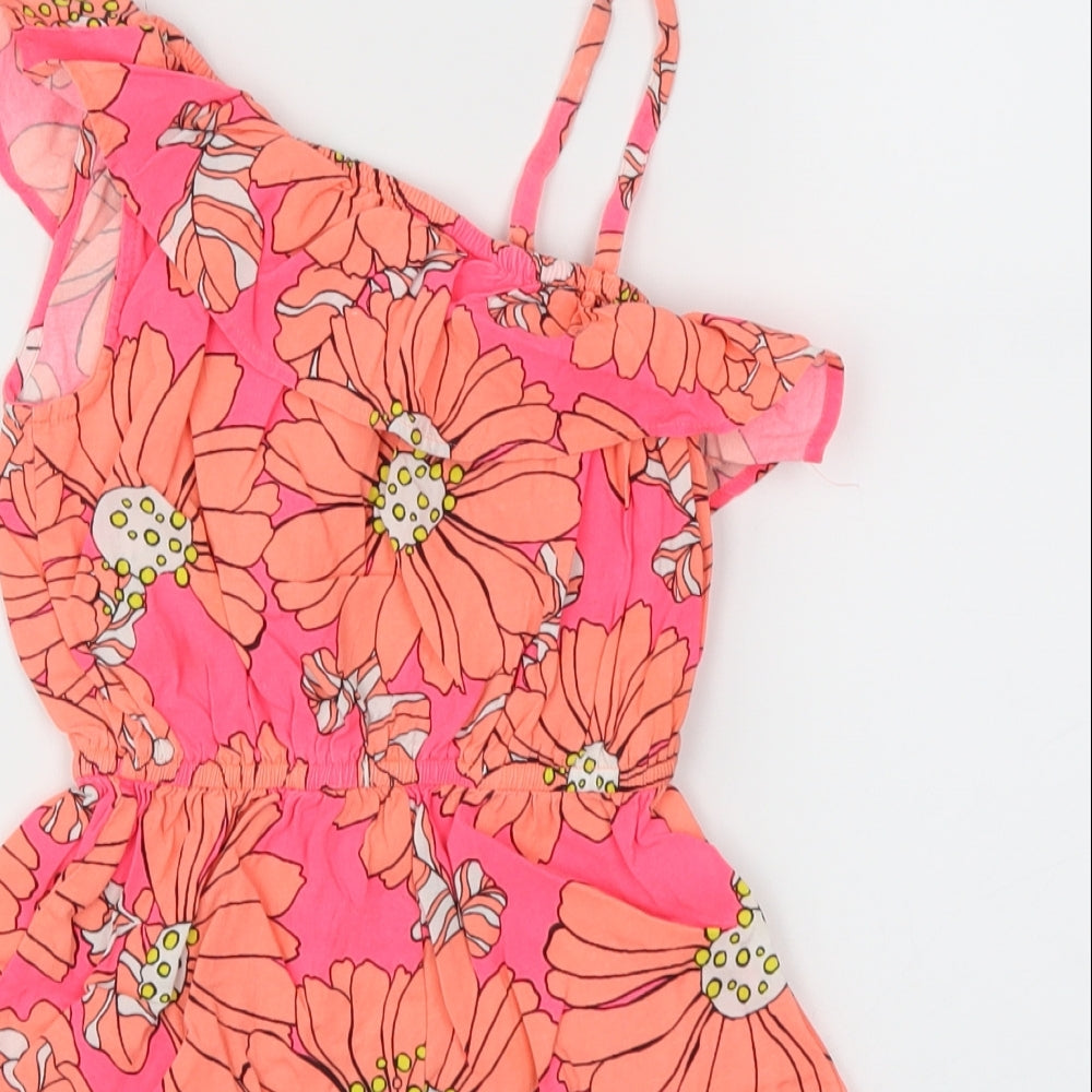 Next Girls Orange Floral Playsuit One-Piece Size 4 Years