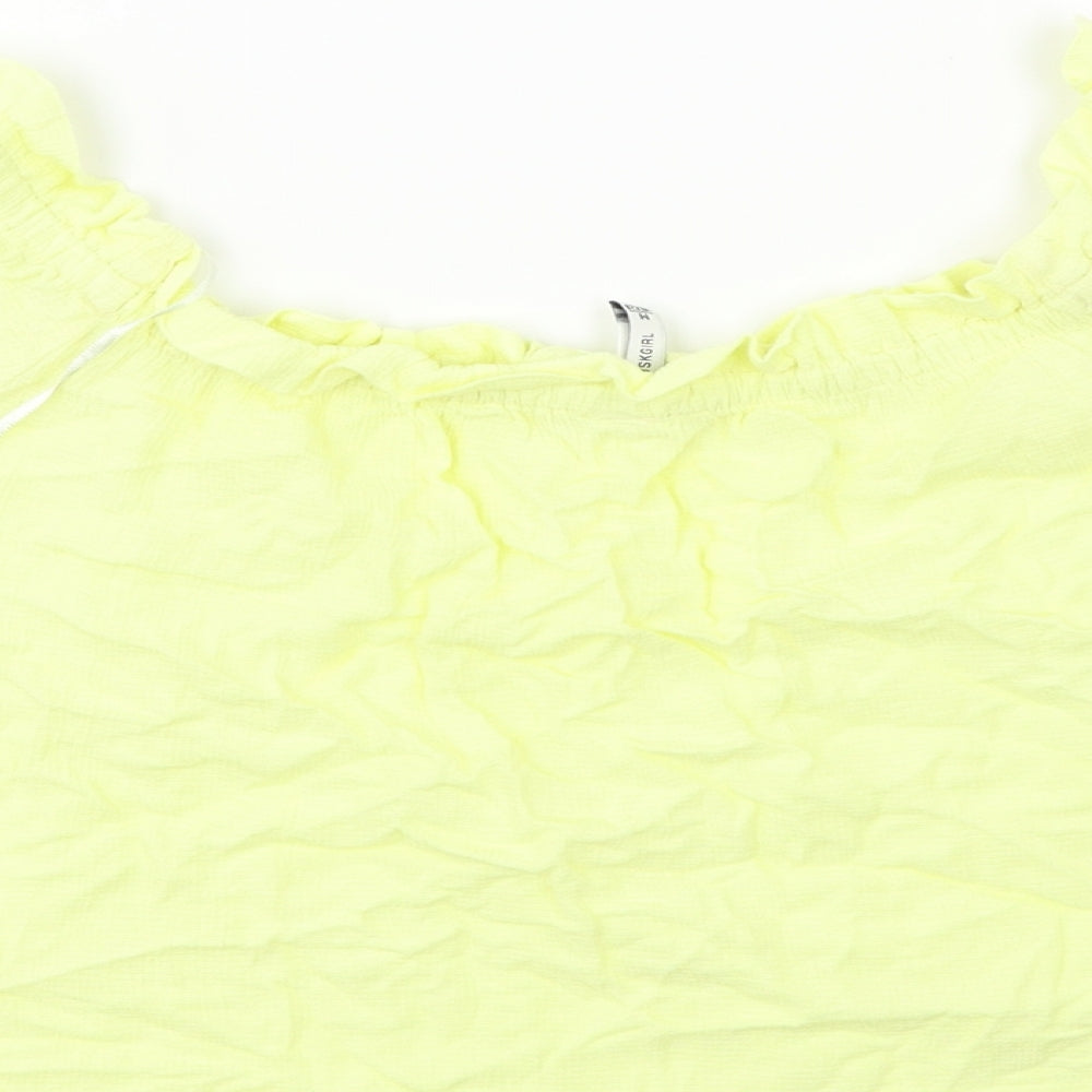 Bershka Womens Yellow Basic Blouse Size M