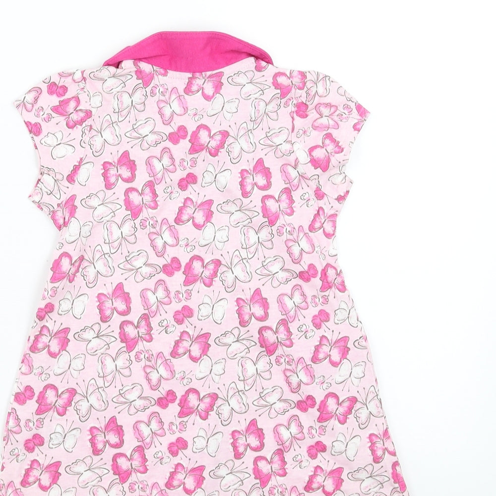Matalan Girls Pink T-Shirt Dress Size 9-12 Months - butterflies