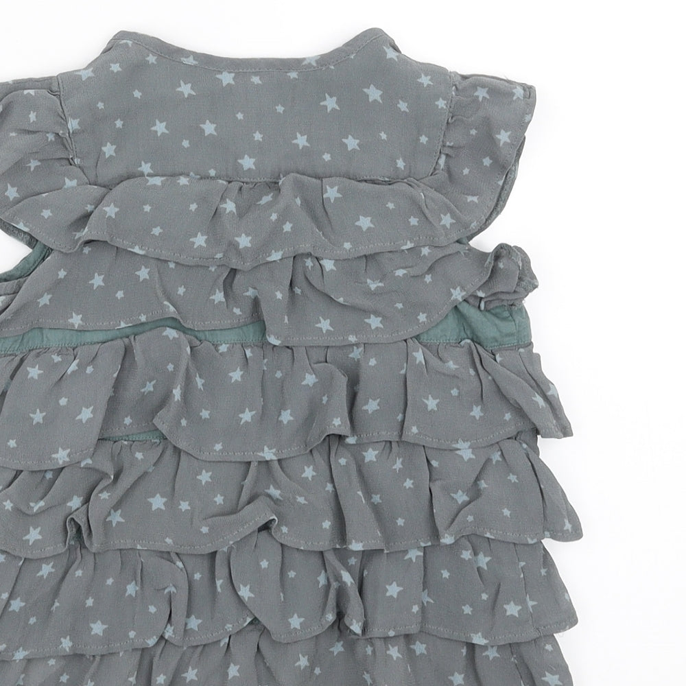 Marks & Spencer Girls Green Basic Blouse Size 2-3 Years - ruffle, stars