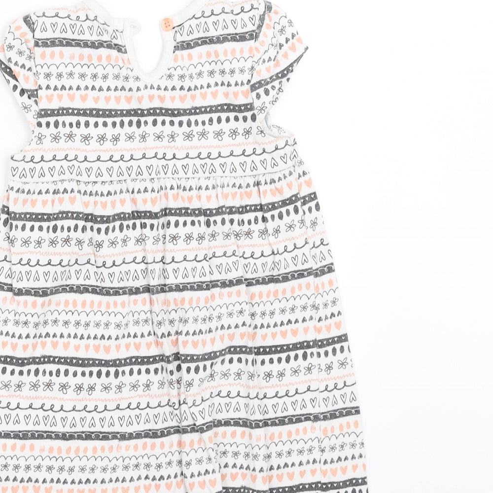 George Girls White Geometric T-Shirt Dress Size 12-18 Months