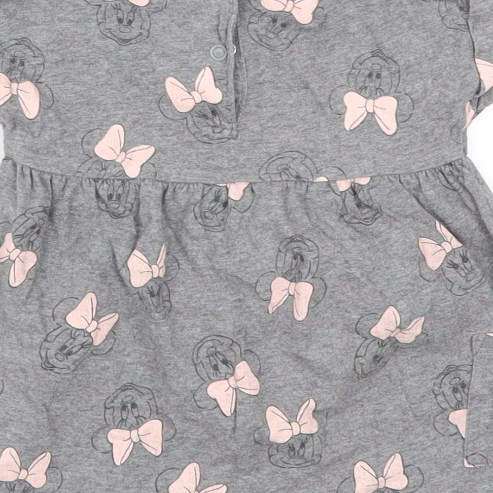 George Girls Grey Geometric Skater Dress Size 3-6 Months - Minnie Mouse