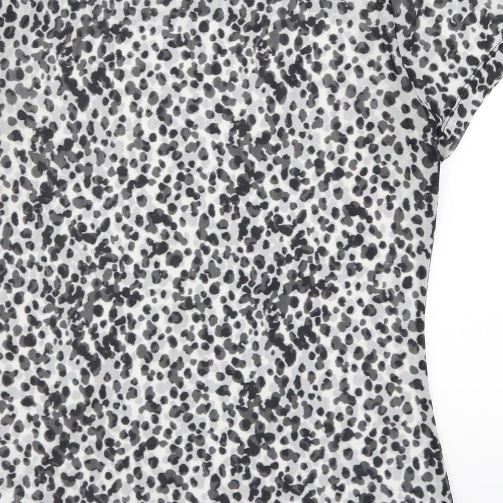 NEXT Womens Grey Animal Print Mesh Basic T-Shirt Size 8