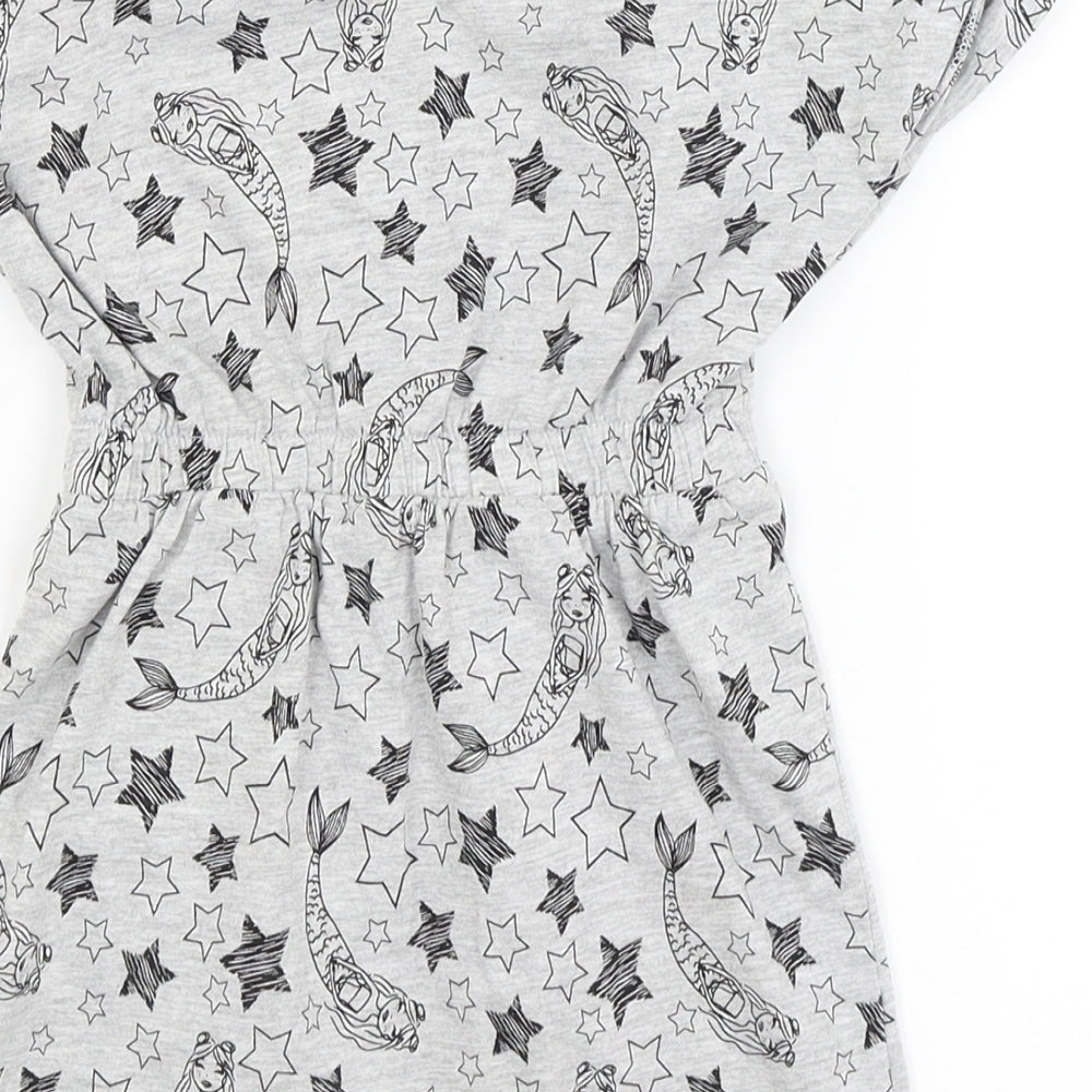 Preworn Girls Grey Fit & Flare Size 4 Years - mermaid, star