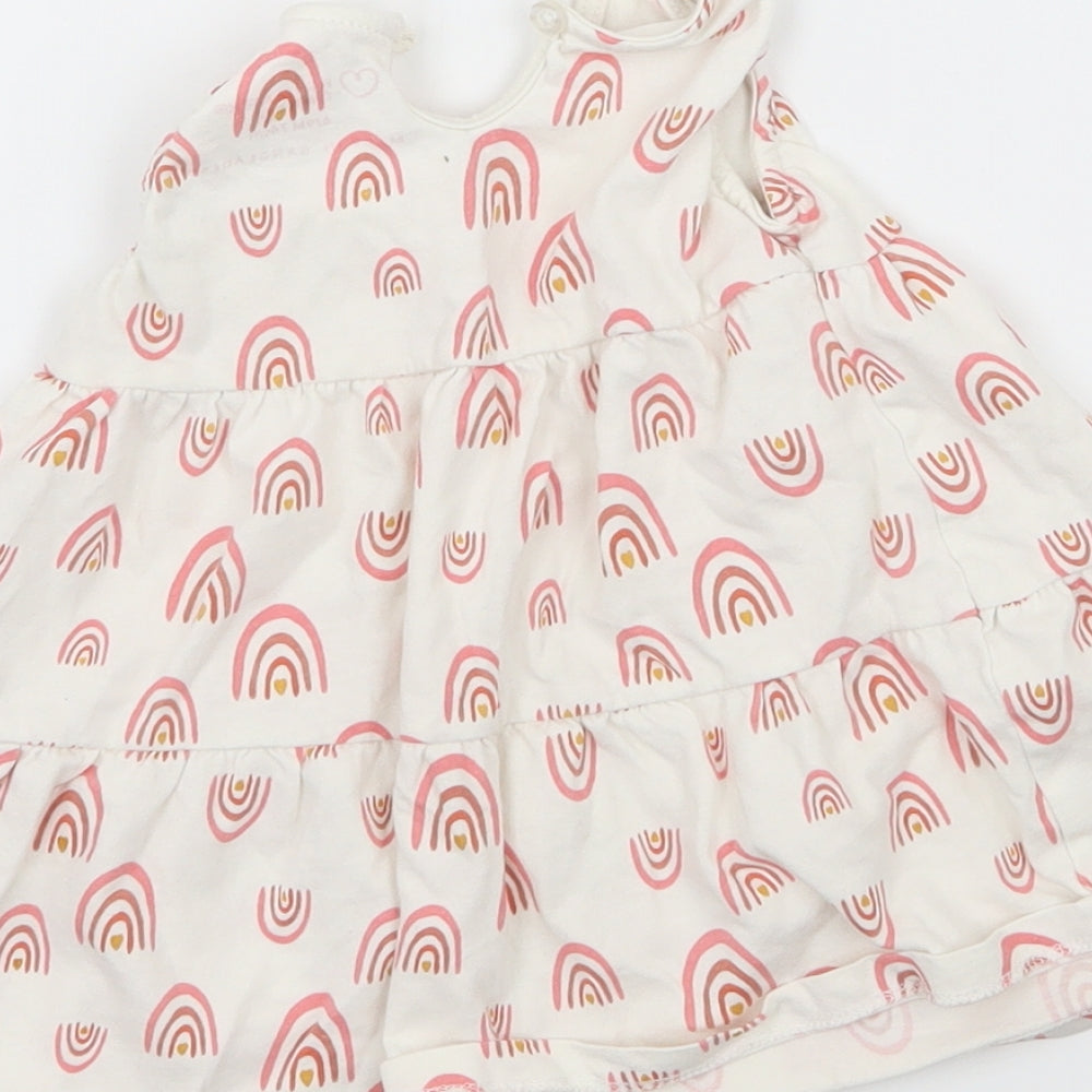 Primark Girls White Geometric Jersey Tank Dress Size 6-9 Months