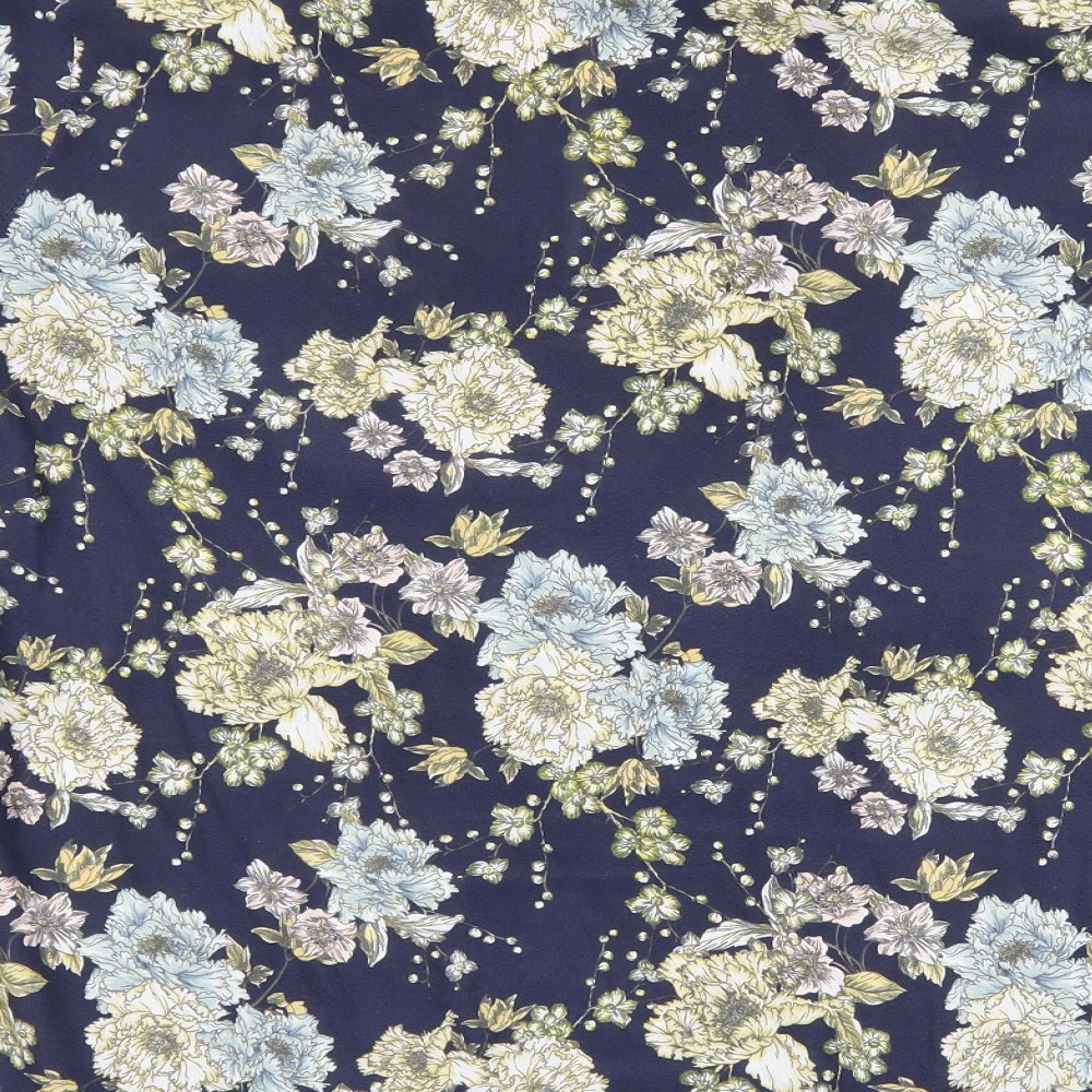 H&M Womens Blue Floral Basic Blouse Size 8