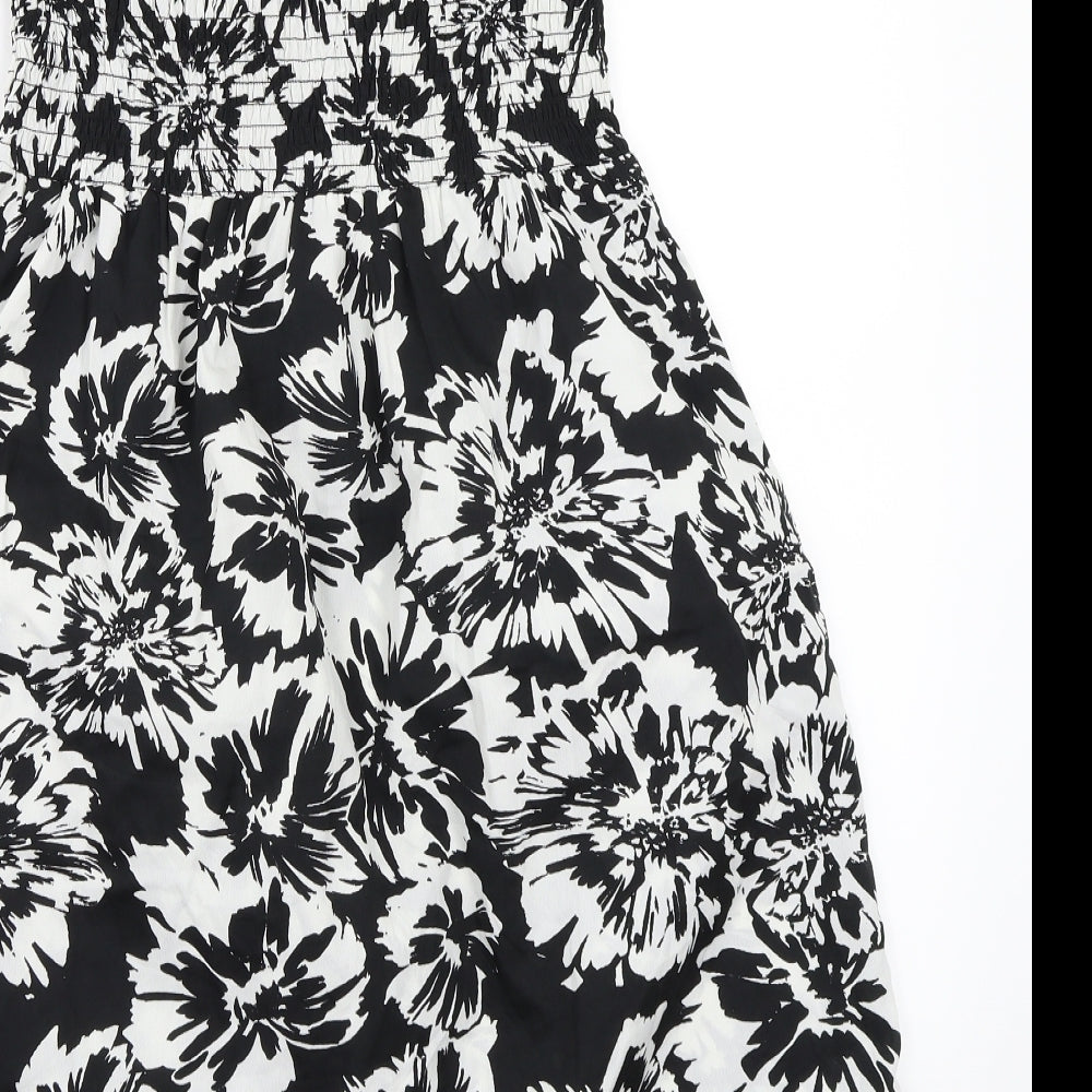 Studio Womens Black Floral A-Line Size 12