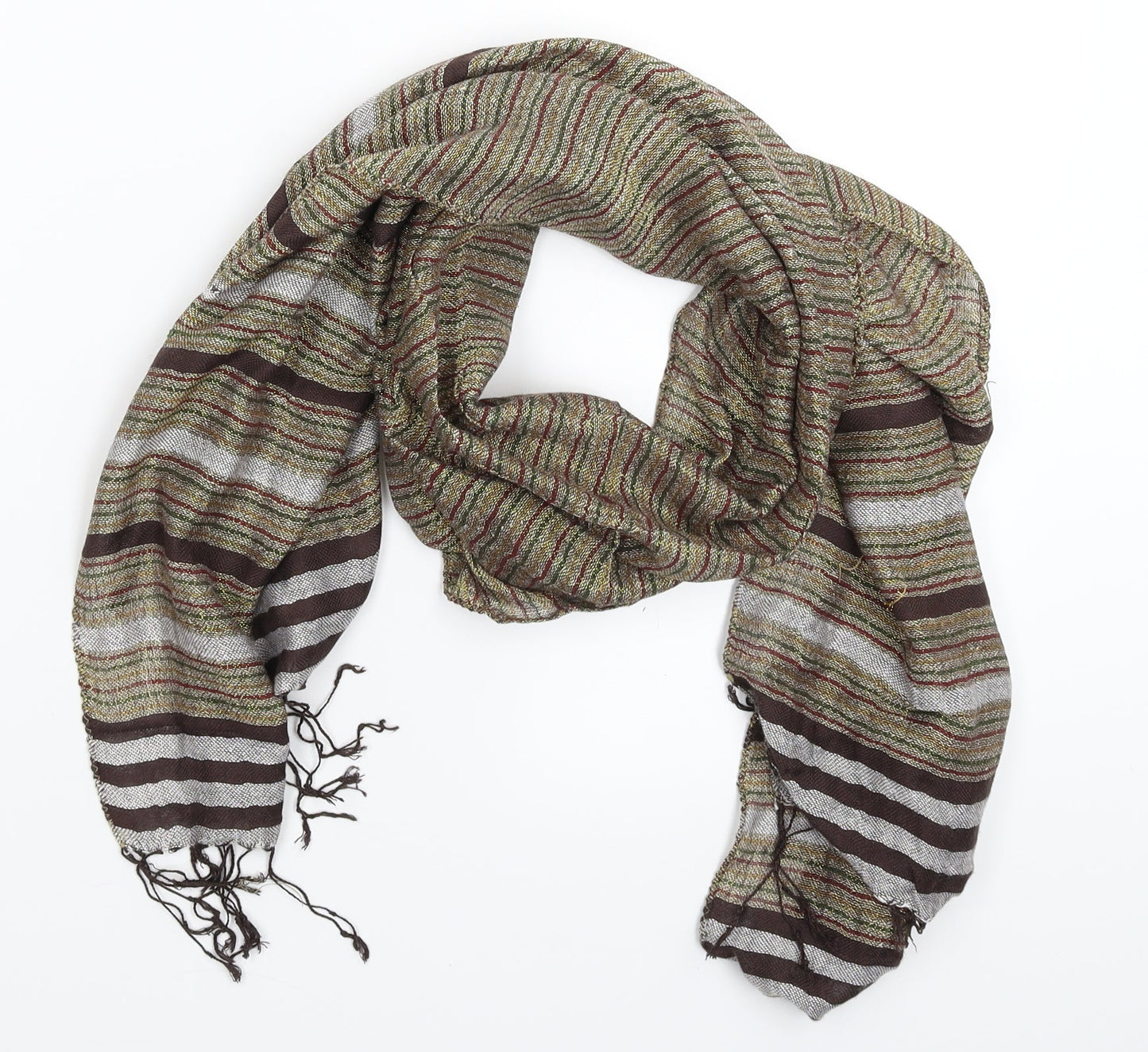 Matalan Womens Gold Striped Knit Scarf