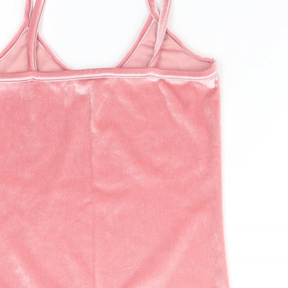 Preworn Womens Pink Velvet Basic Tank Size S