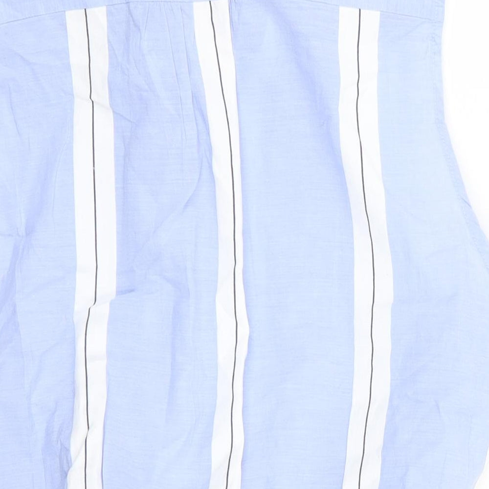 ming Womens Blue Striped Basic Blouse Size L