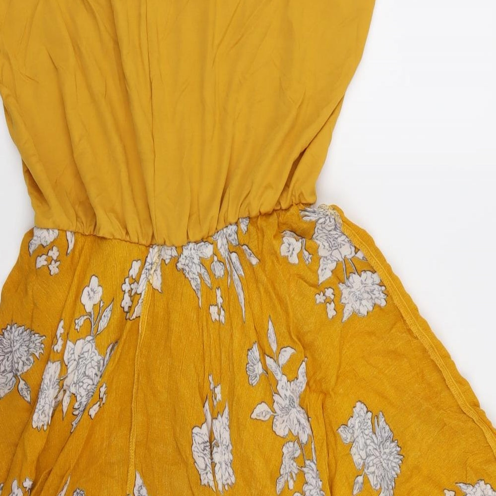 Select Womens Orange Floral Fit & Flare Size 10