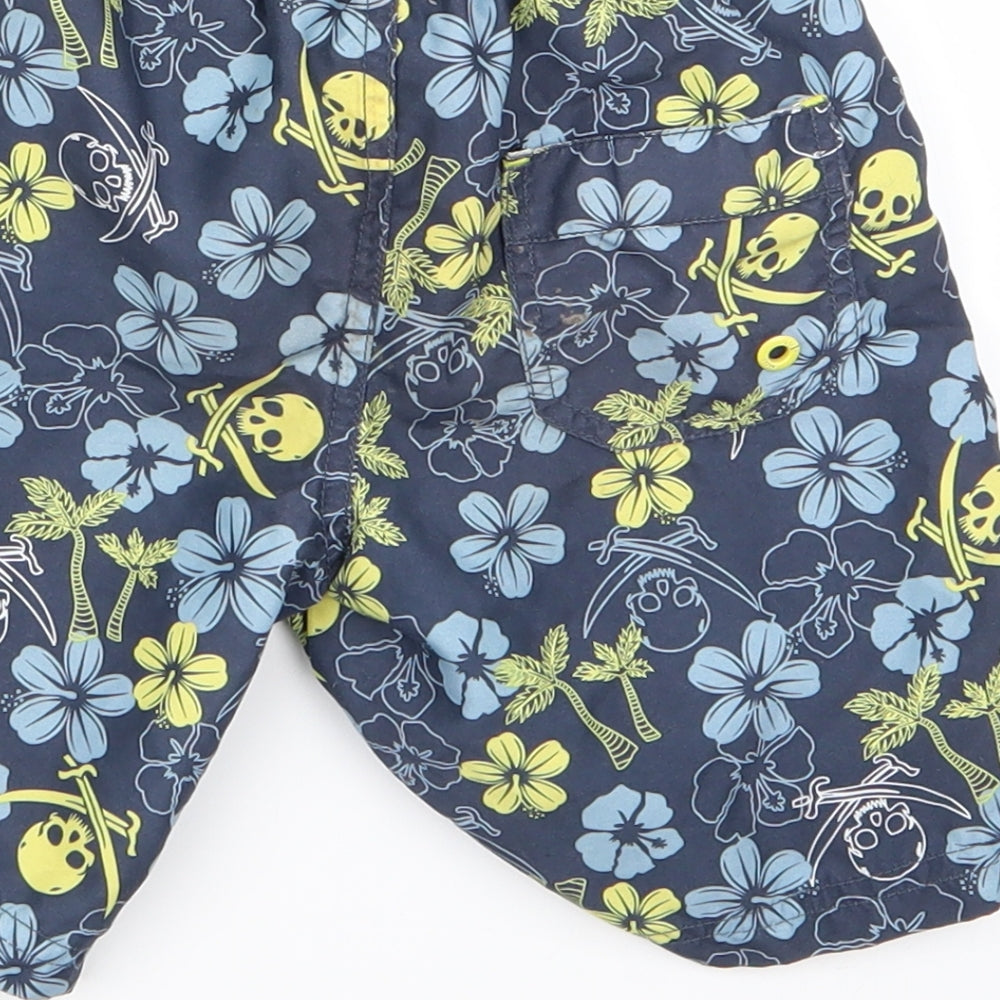 Preworn Boys Blue Floral Bermuda Shorts Size 4 Years