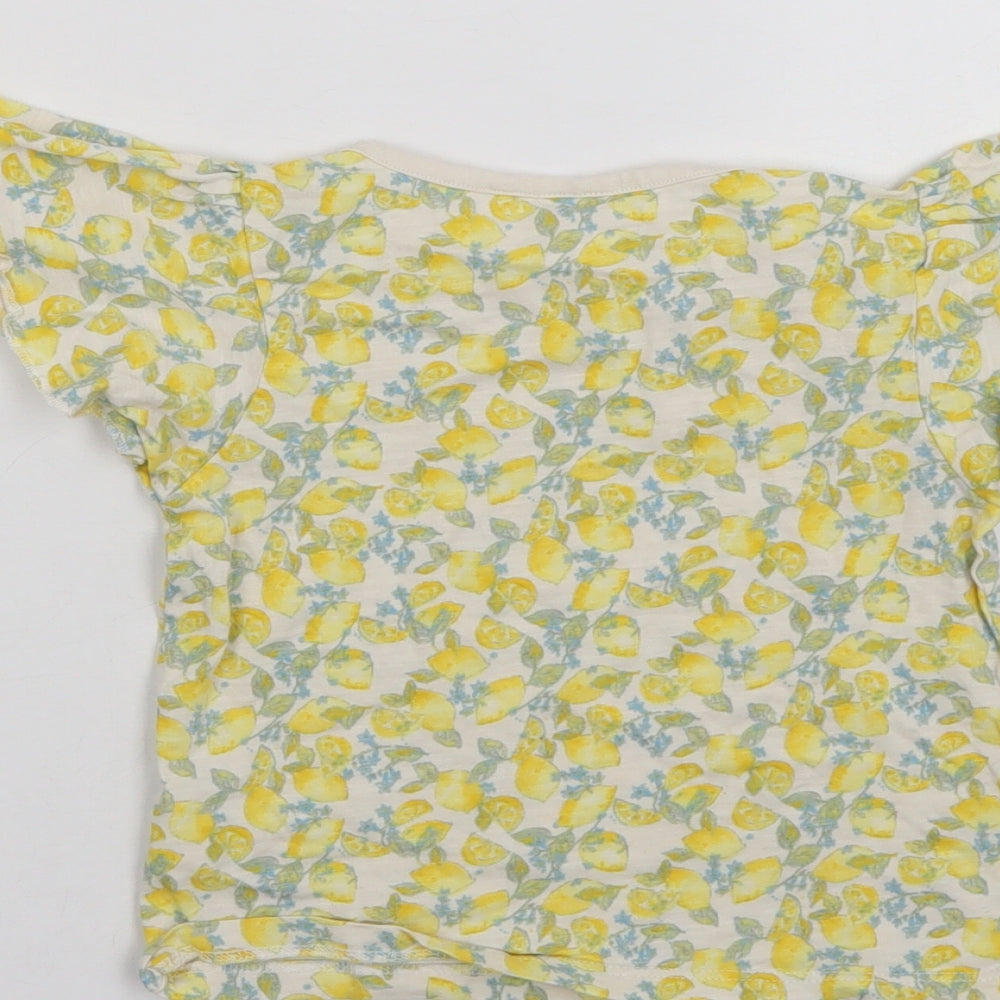 NEXT Girls Yellow Floral Basic T-Shirt Size 2-3 Years