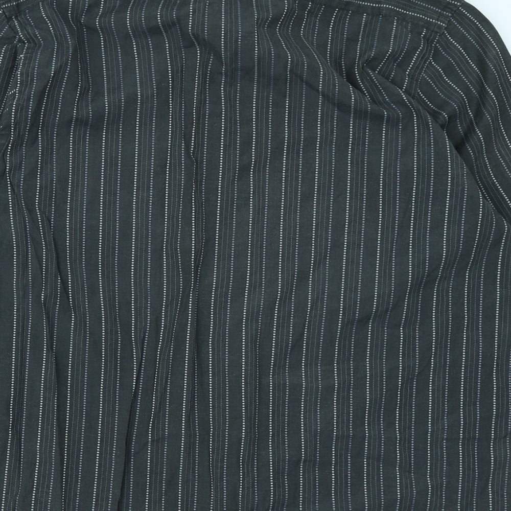 Emporio Mens Grey Striped Button-Up Size XL