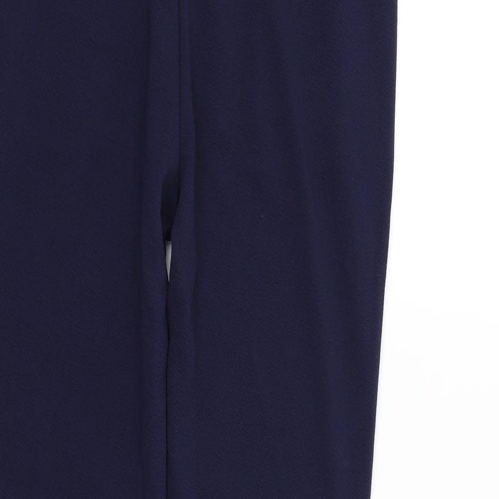 Brand and care label for SHEIN women’s blue jegging trousers, size M, 26-inch leg