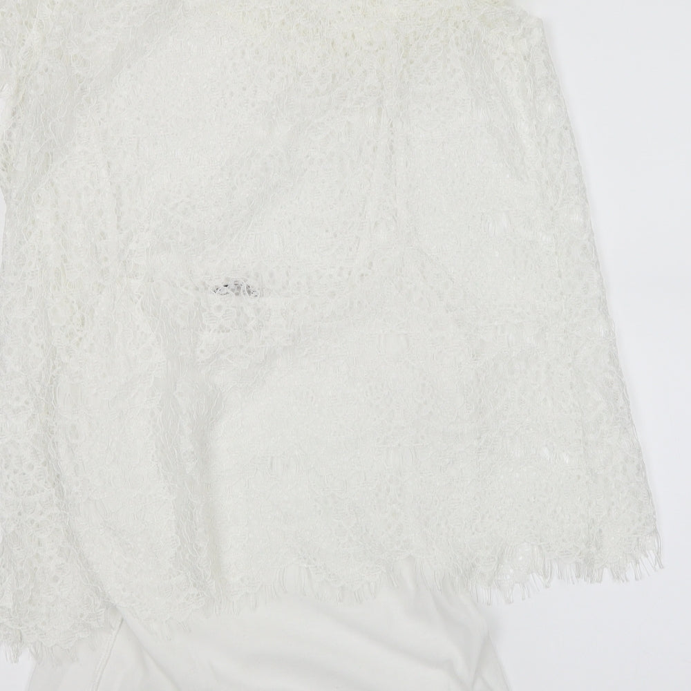 TU Womens White Lace Basic Blouse Size 12