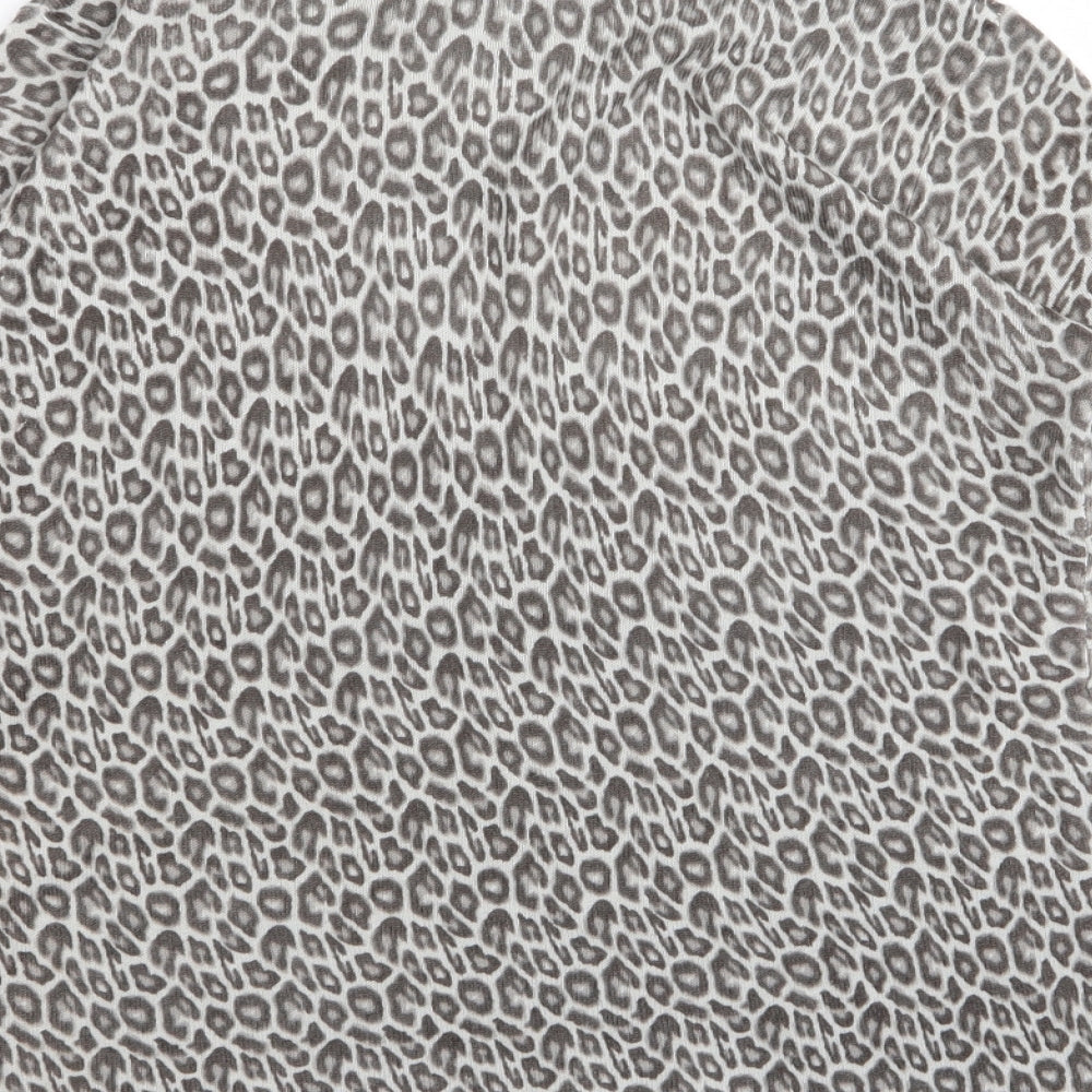 Brand and care label for Primark women’s grey animal print basic t-shirt, size UK 10
