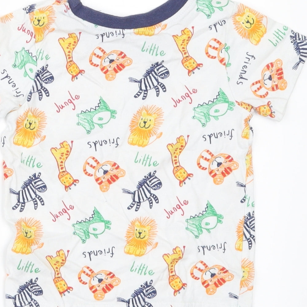 George Boys White Geometric Basic T-Shirt Size 6-9 Months - ANIMALS