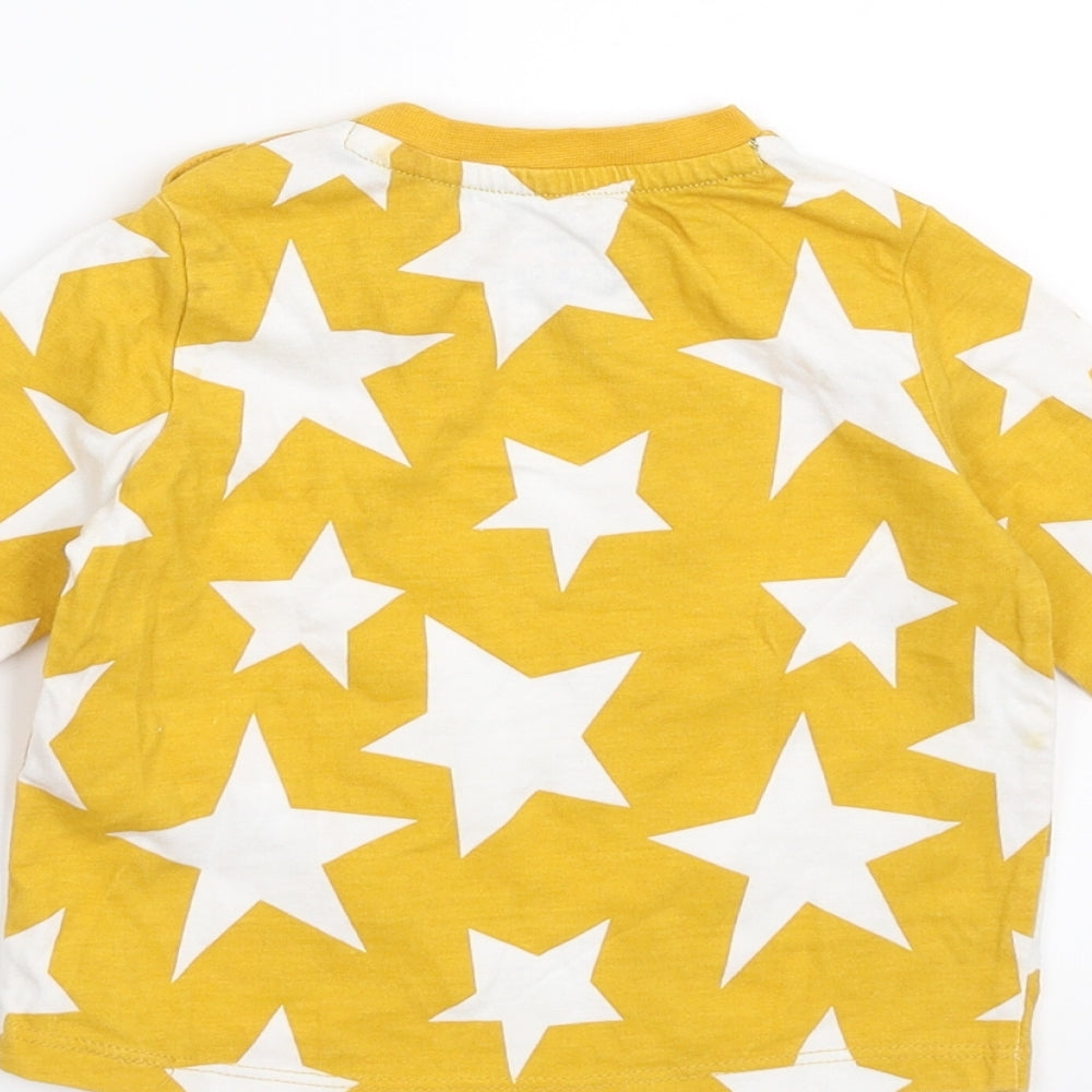 F&F Boys Yellow Geometric Basic T-Shirt Size 6-9 Months - Star pattern