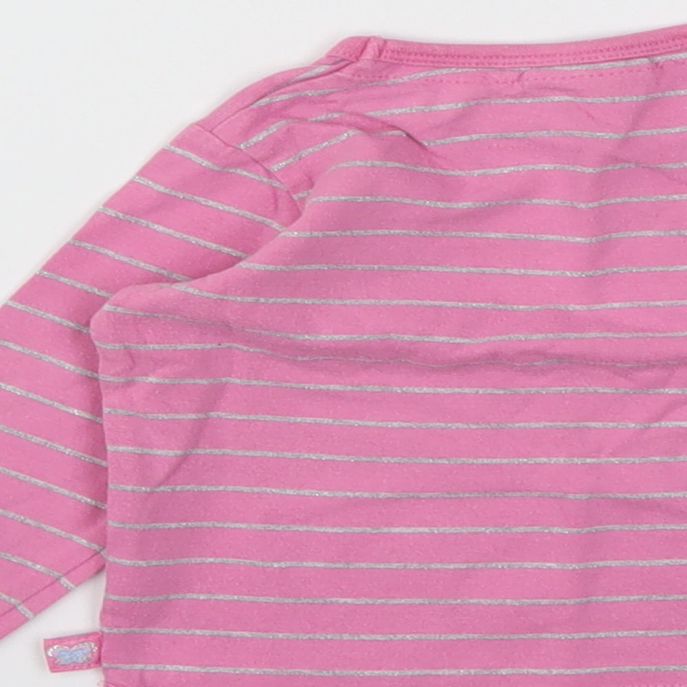 Cherokee Girls Pink Striped Basic T-Shirt Size 12-18 Months
