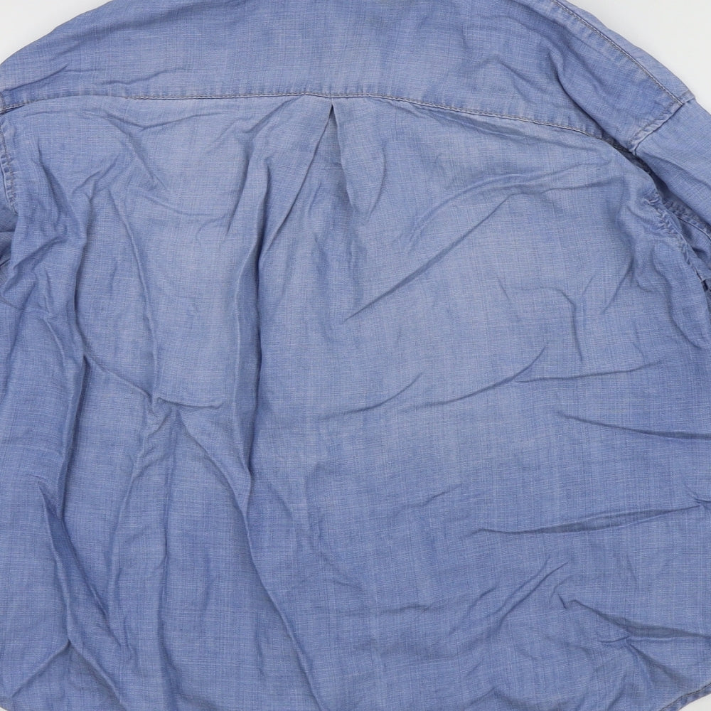 Denim Womens Blue Basic Button-Up Size 8