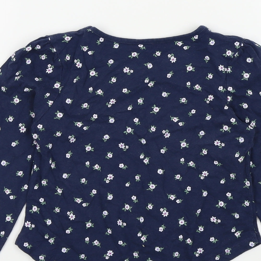 TU Girls Blue Basic T-Shirt Size 6 Years - Flower detail