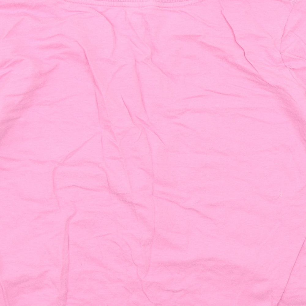 lounge & sleep Womens Pink Floral Basic T-Shirt Size 12