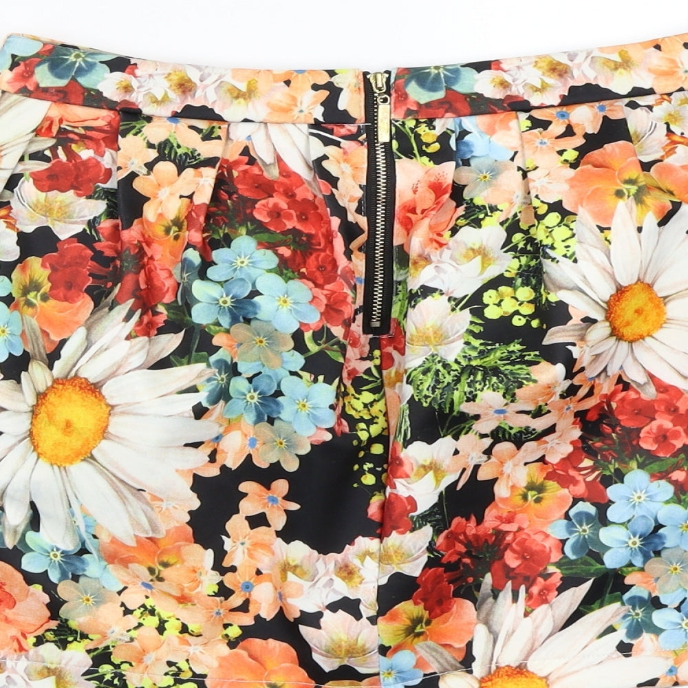 Danity Womens Black Floral A-Line Skirt Size S