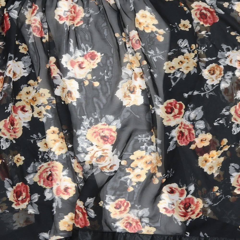 Preworn Womens Black Floral Cardigan Jumper Size M