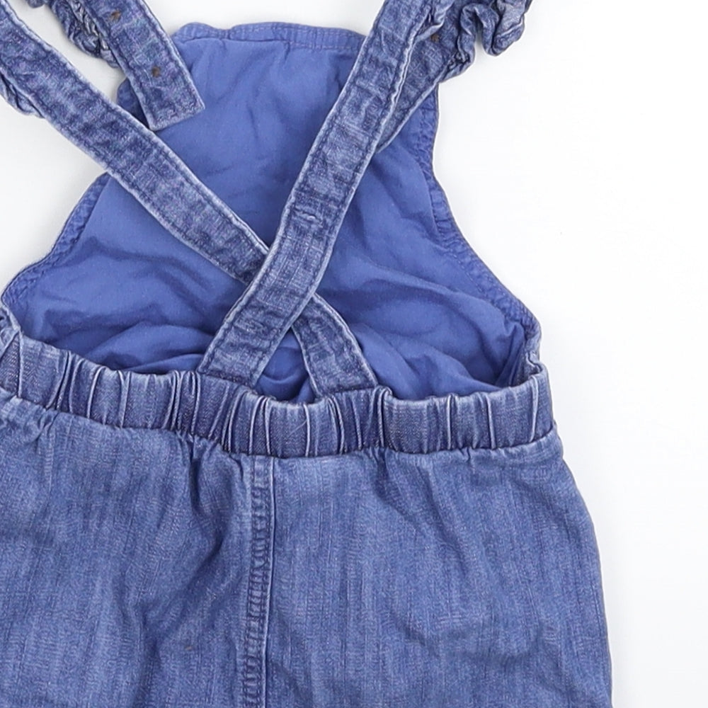 Marks & Spencer Girls Blue Denim Pinafore/Dungaree Dress Size 3-6 Months