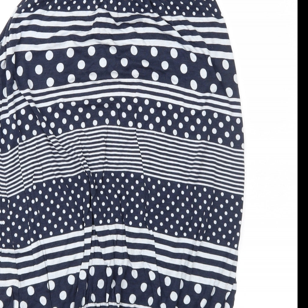 B.C. Best Connections Womens Blue Geometric Basic Blouse Size 14