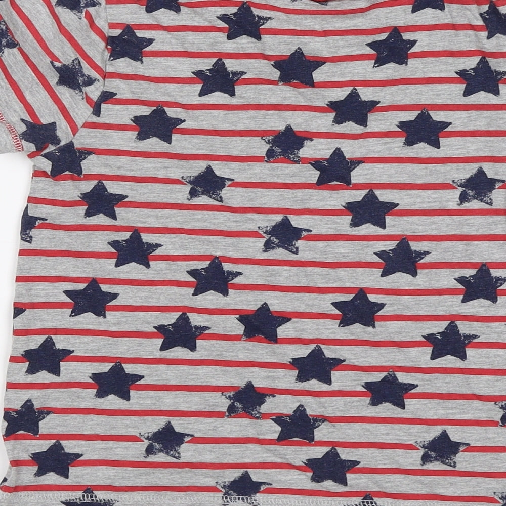George Boys Grey Striped Basic T-Shirt Size 6-7 Years - Stars