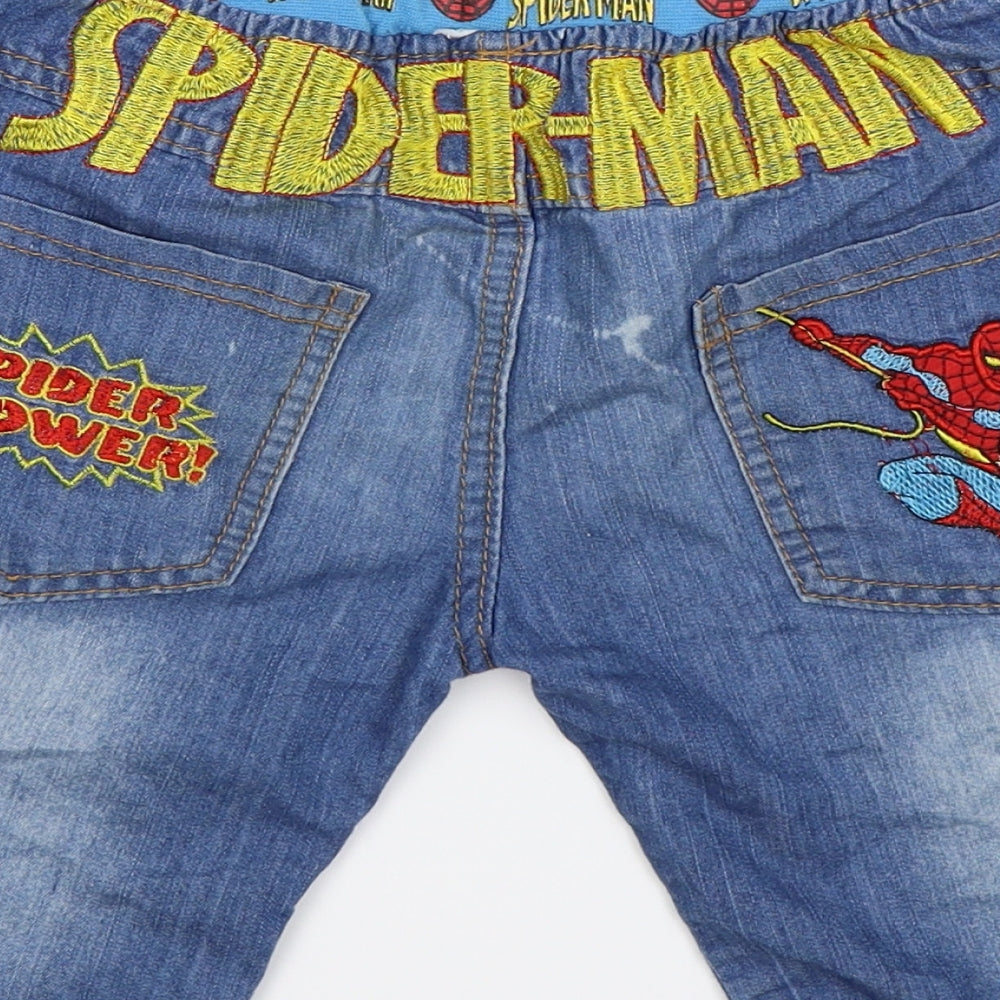 Preworn Boys Blue Cropped Jeans Size 9 Months - Spiderman