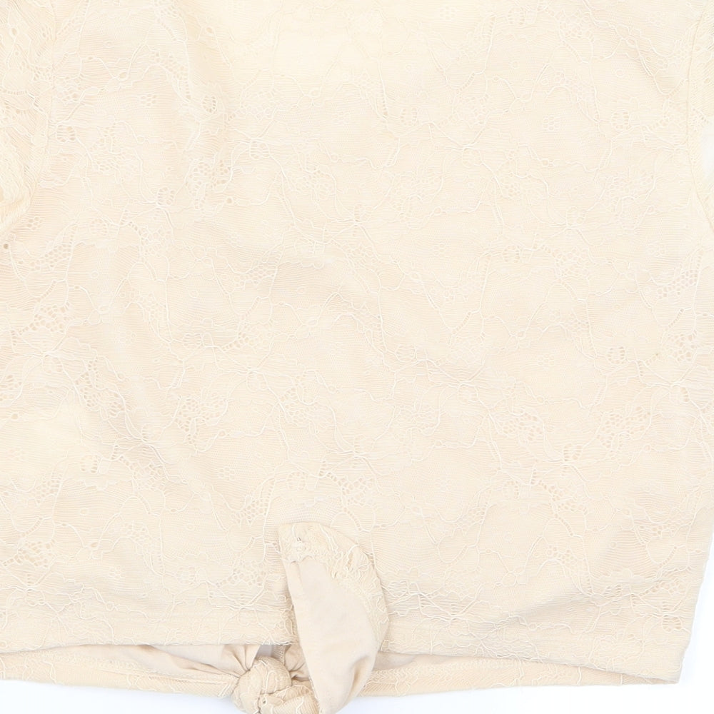 Preworn Womens Beige Basic Blouse Size 10