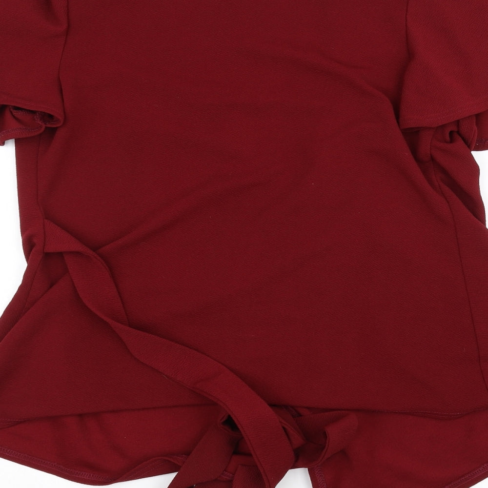 Boohoo Womens Red Cardigan Jumper Size 14