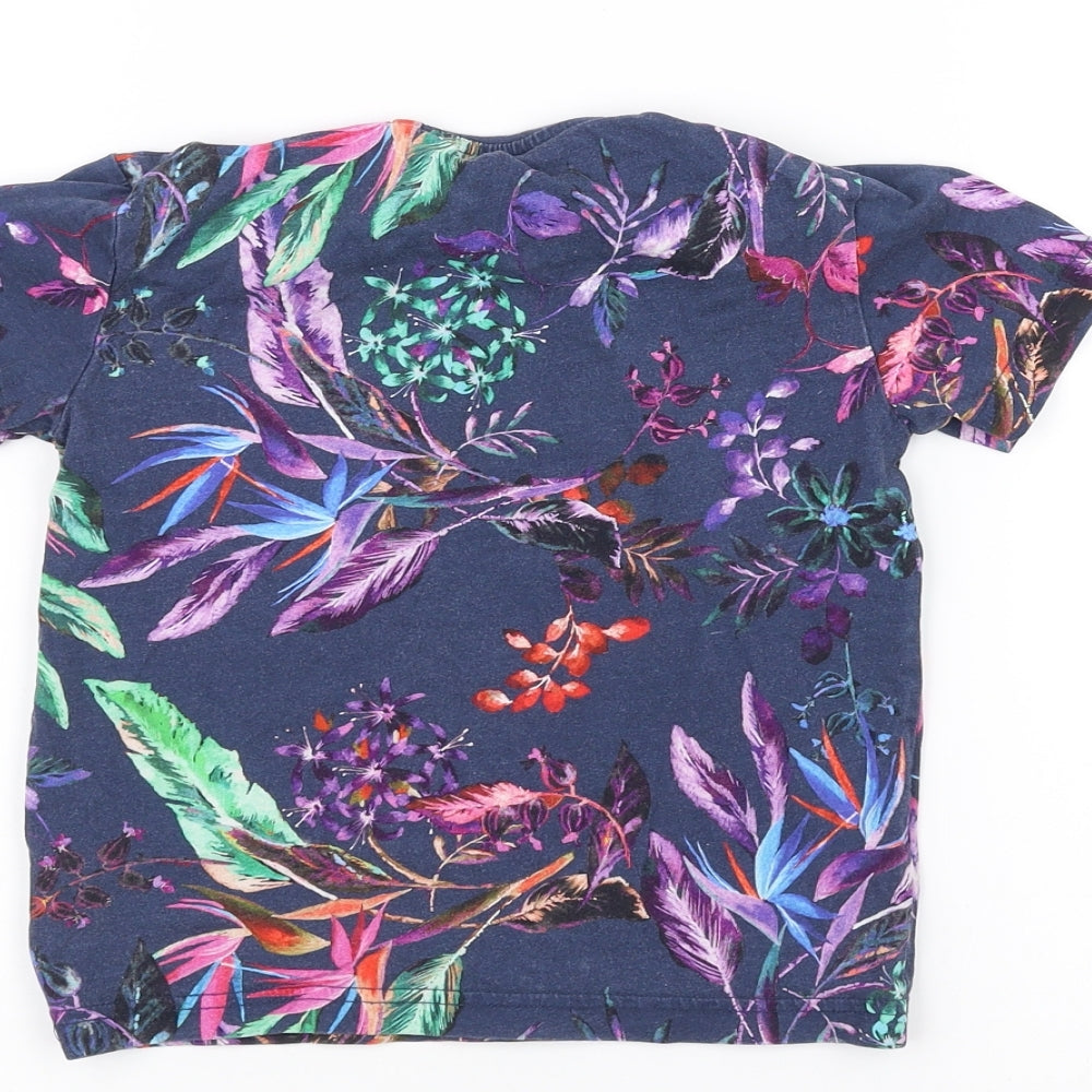 NEXT Girls Blue Floral Basic T-Shirt Size 4 Years