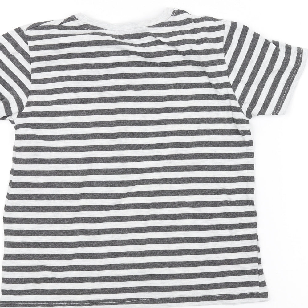 Primark Girls White Striped Basic T-Shirt Size 7-8 Years