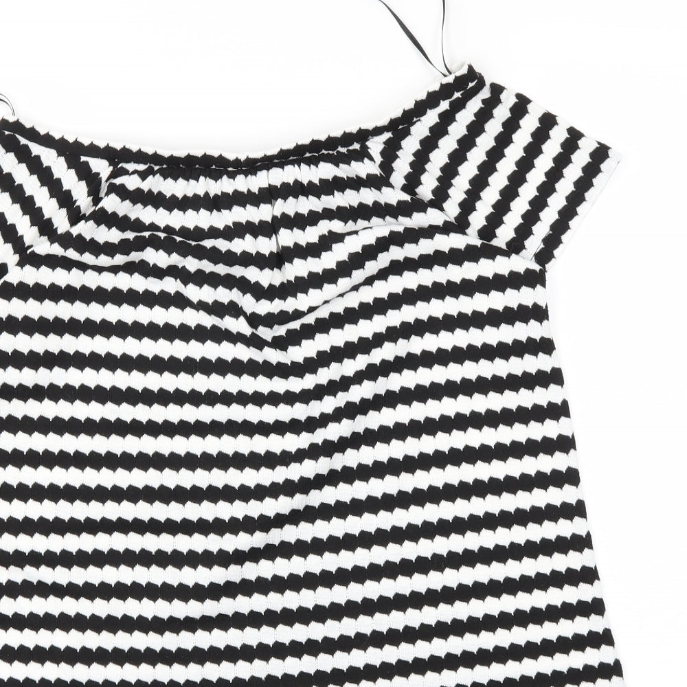 F&F Womens Black Striped Basic Blouse Size 8