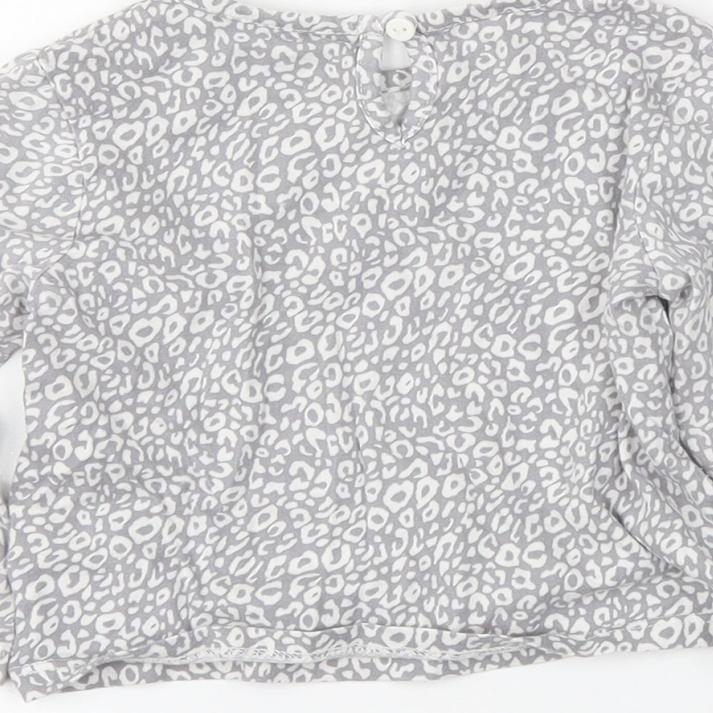 George Girls Grey Animal Print Basic T-Shirt Size 2 Years